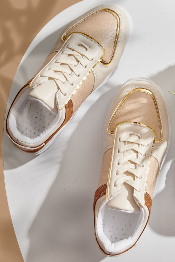 Chunky Sneakers Beige X Havan With Gold Lines