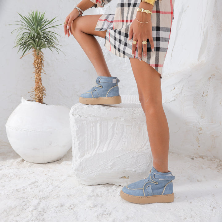Ivory Hightop Boots - Blue