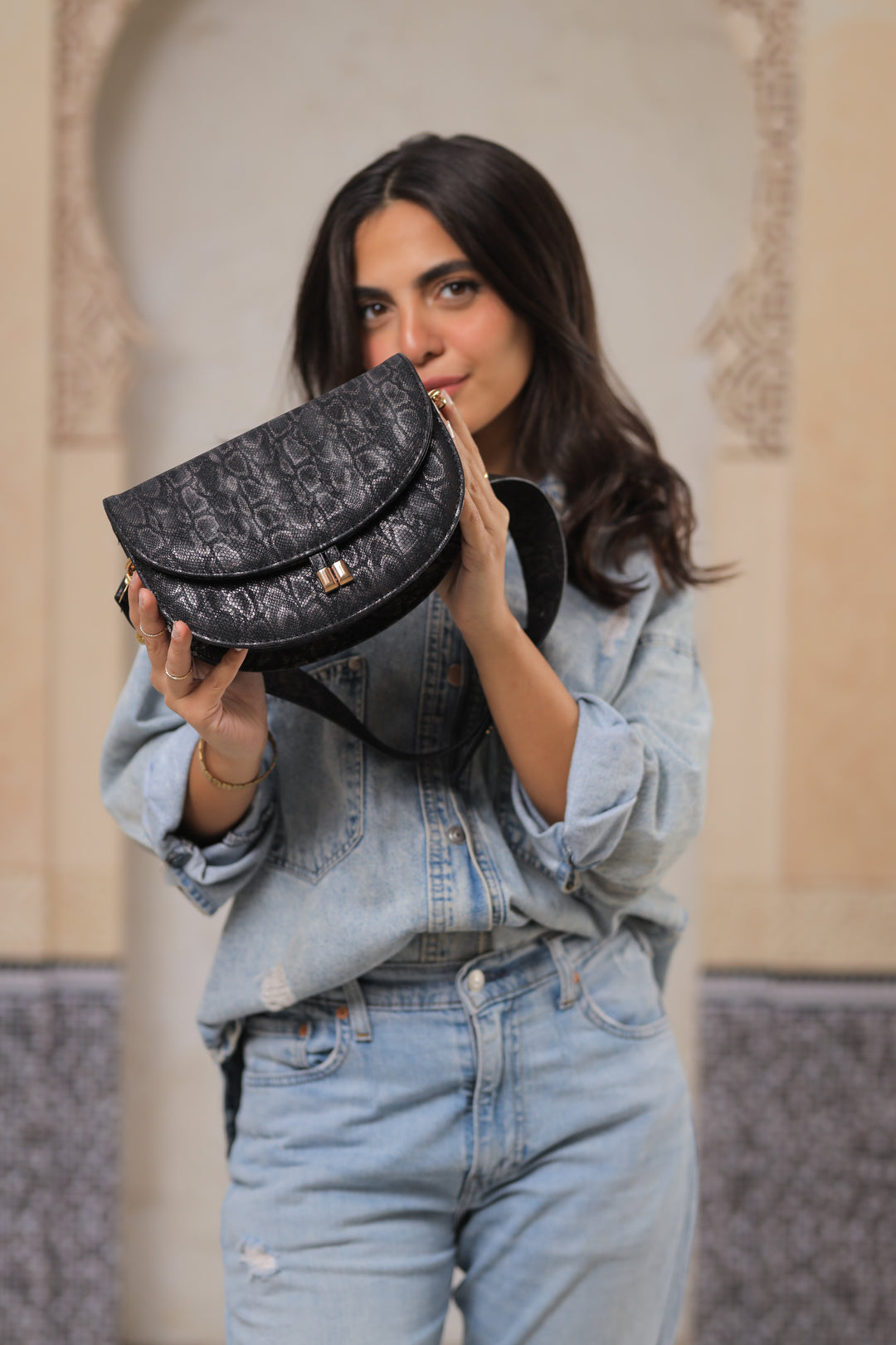 Noir Chic Satchel Bag