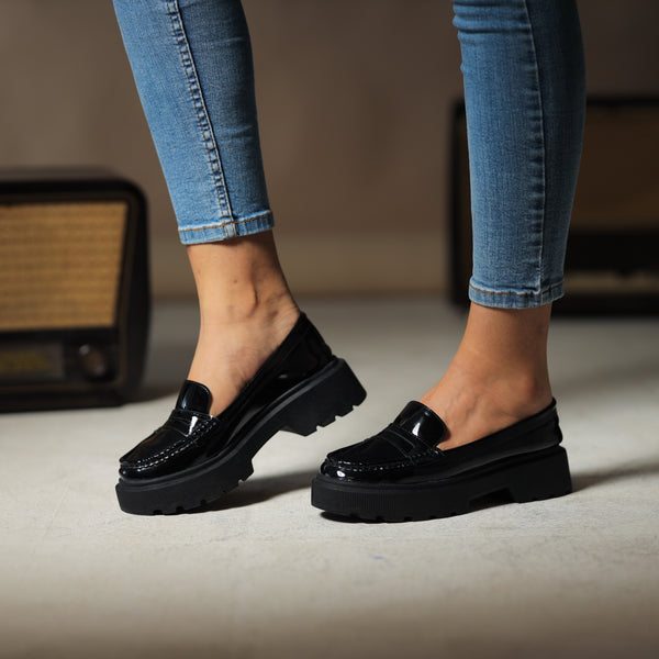 Quality Verne Leather Chunky Loafers - Black