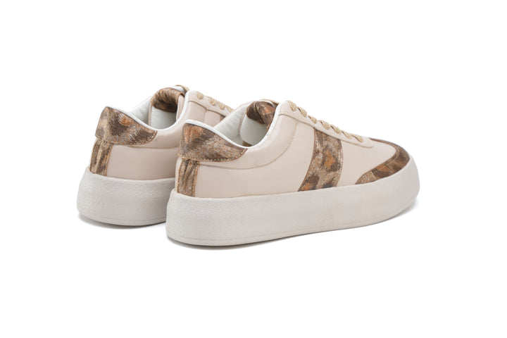 Luxe Leopard Print Sneakers Beige
