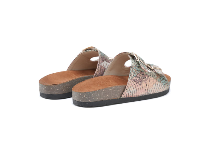 Elegant Pastel Snake-Print Sandals