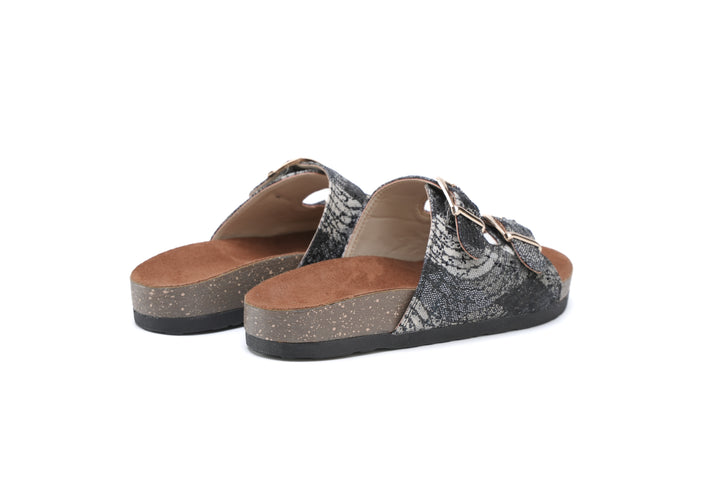 Midnight Luxe Snake-Print Slides