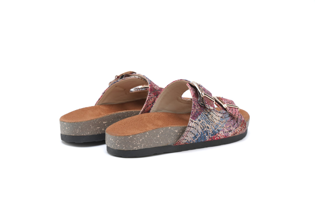 Crimson Luxe Snake-Print Slides