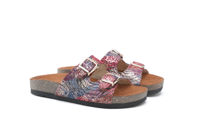 Crimson Luxe Snake-Print Slides