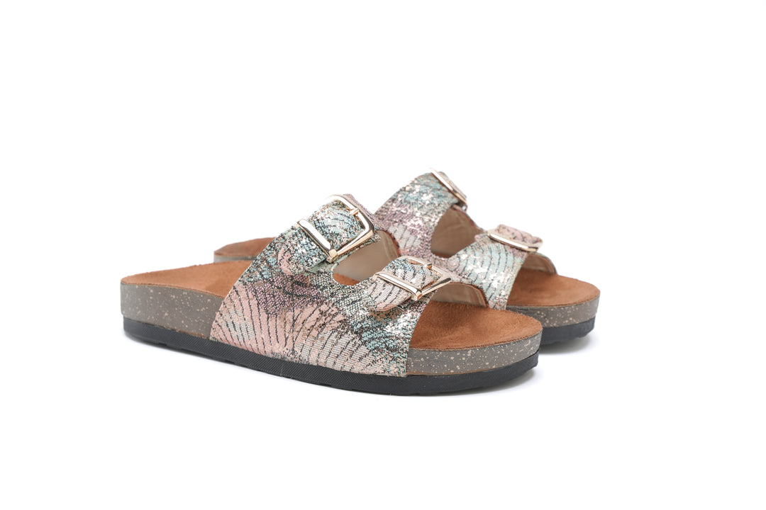 Elegant Pastel Snake-Print Sandals