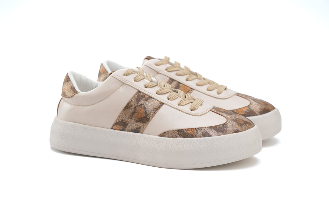 Luxe Leopard Print Sneakers Beige