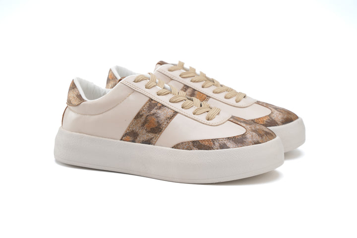 Luxe Leopard Print Sneakers Beige