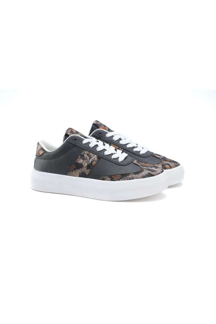Luxe Leopard Print Sneakers Black