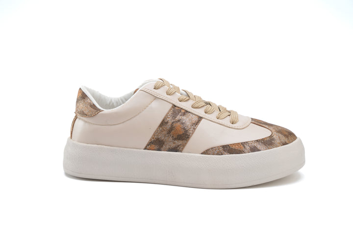 Luxe Leopard Print Sneakers Beige
