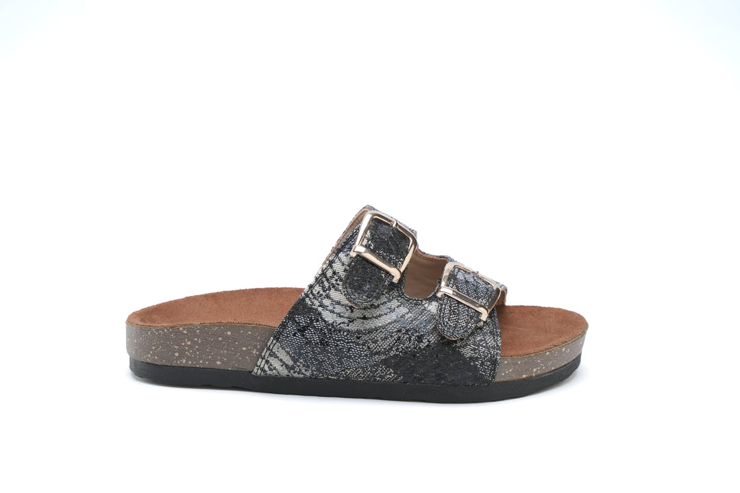 Midnight Luxe Snake-Print Slides