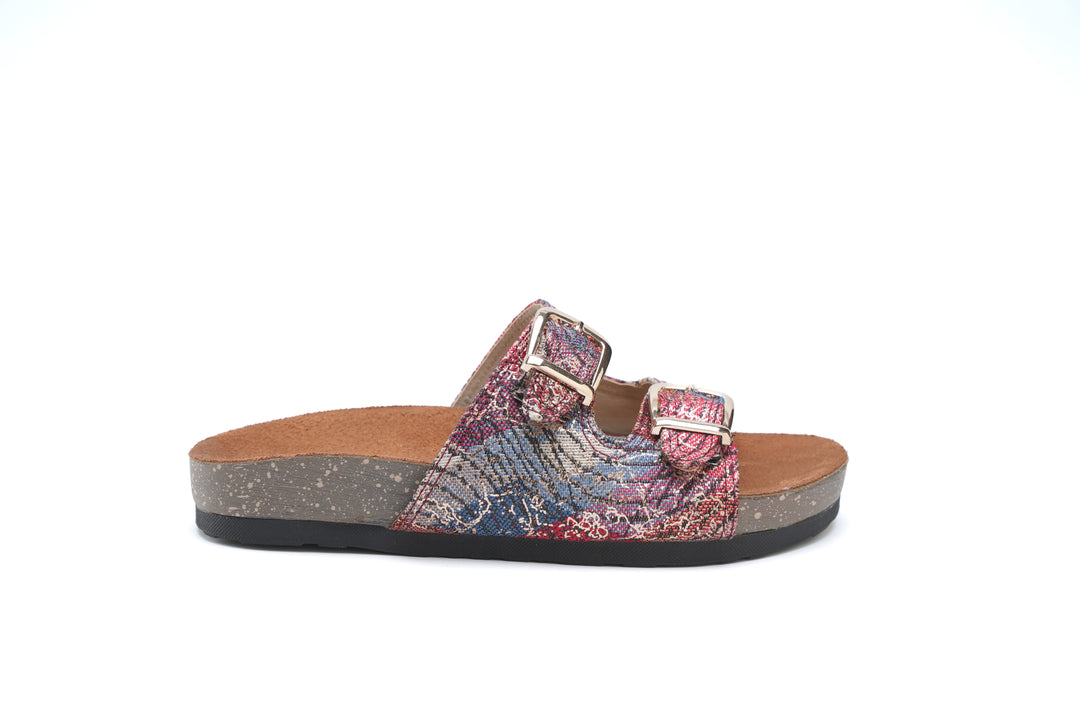 Crimson Luxe Snake-Print Slides