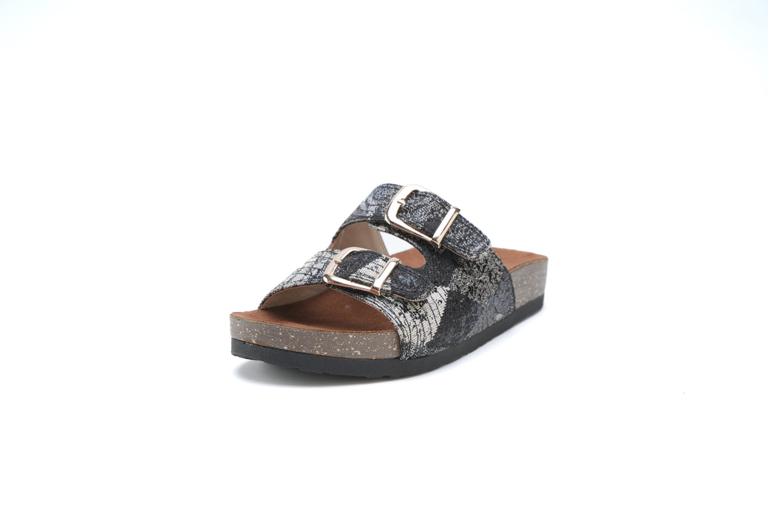 Midnight Luxe Snake-Print Slides