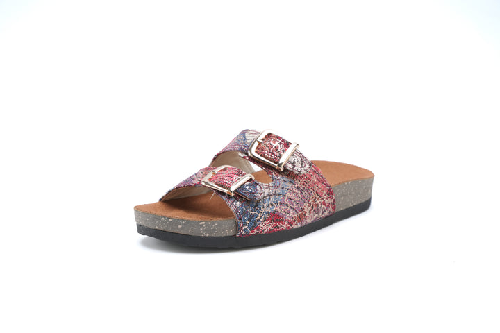 Crimson Luxe Snake-Print Slides