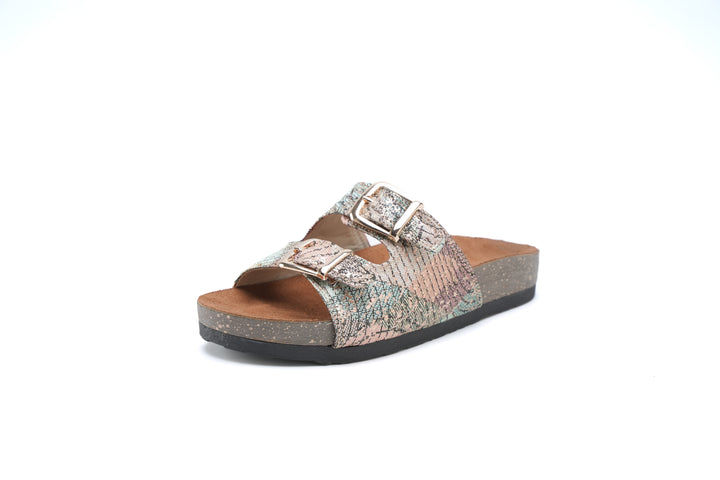 Elegant Pastel Snake-Print Sandals