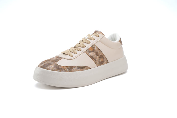 Luxe Leopard Print Sneakers Beige