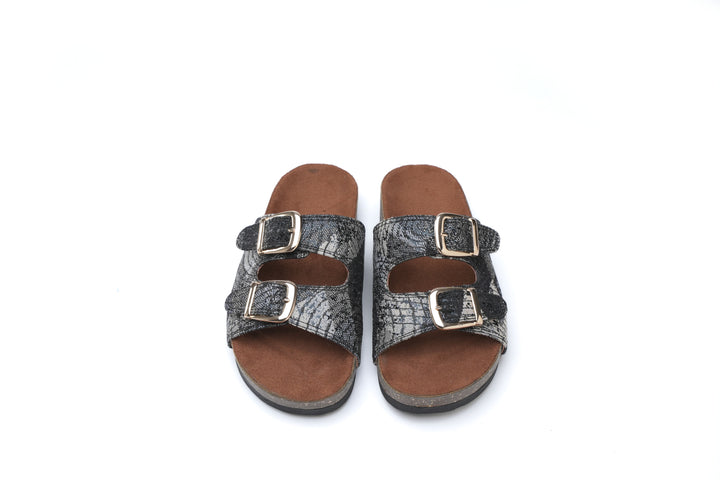 Midnight Luxe Snake-Print Slides