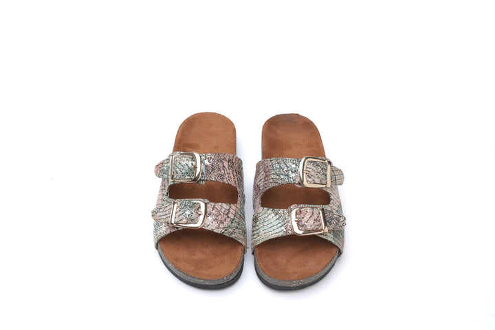 Elegant Pastel Snake-Print Sandals