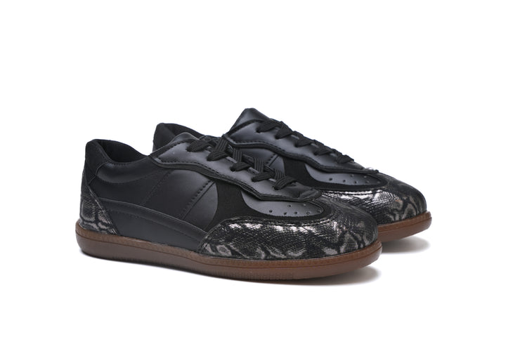 Black Python-Texture Sneakers | Sleek & Stylish Casual Shoes