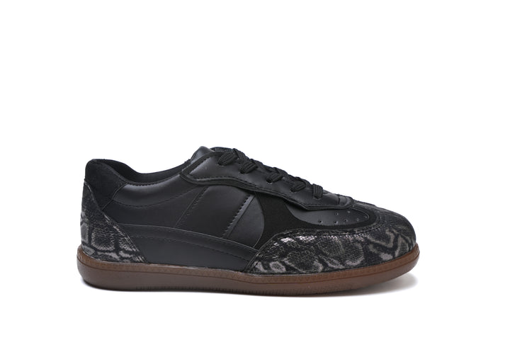 Black Python-Texture Sneakers | Sleek & Stylish Casual Shoes