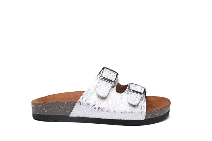 Shimmer Stride Buckle Sandals - Silver