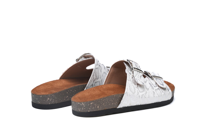 Shimmer Stride Buckle Sandals - Silver