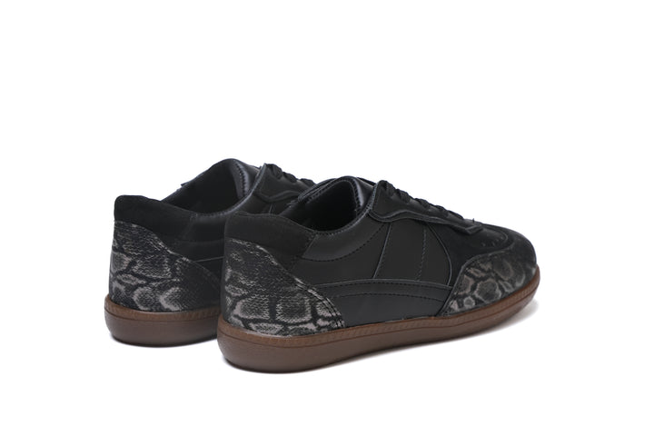 Black Python-Texture Sneakers | Sleek & Stylish Casual Shoes