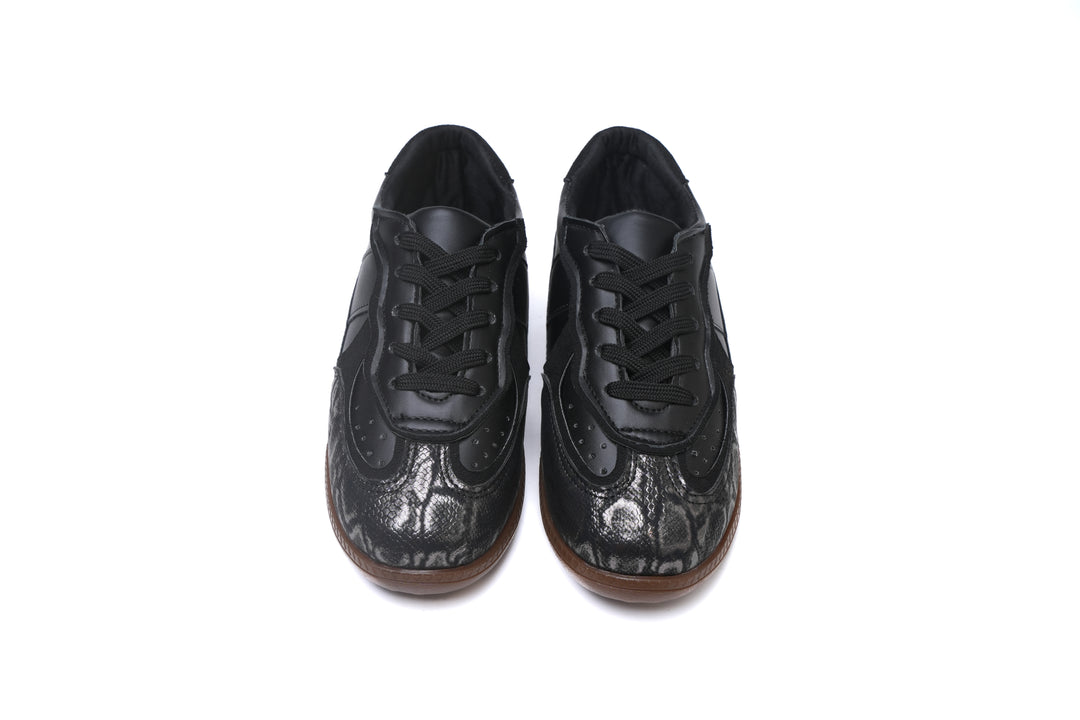 Black Python-Texture Sneakers | Sleek & Stylish Casual Shoes