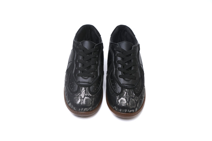 Black Python-Texture Sneakers | Sleek & Stylish Casual Shoes