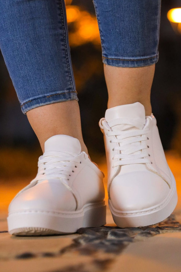 Basic Everyday Casual Plain Sneakers - White