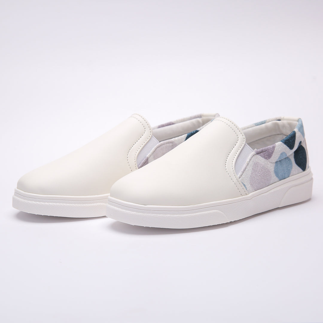 White and blue Slip On Sneakers