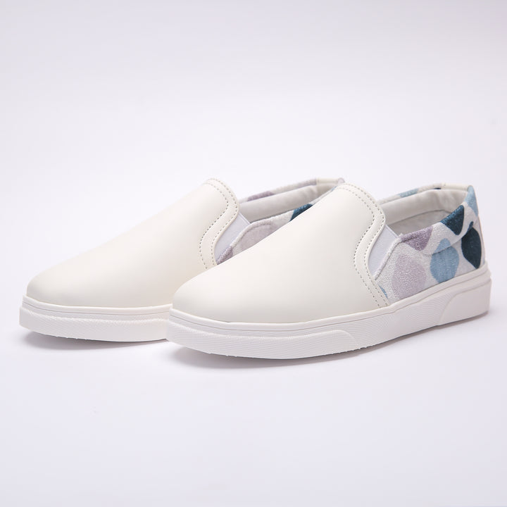 White and blue Slip On Sneakers