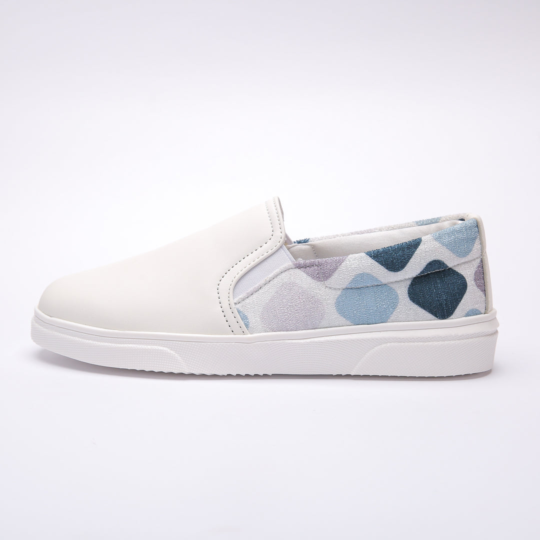 White and blue Slip On Sneakers