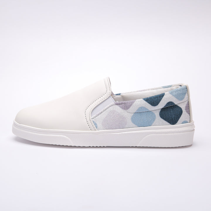 White and blue Slip On Sneakers