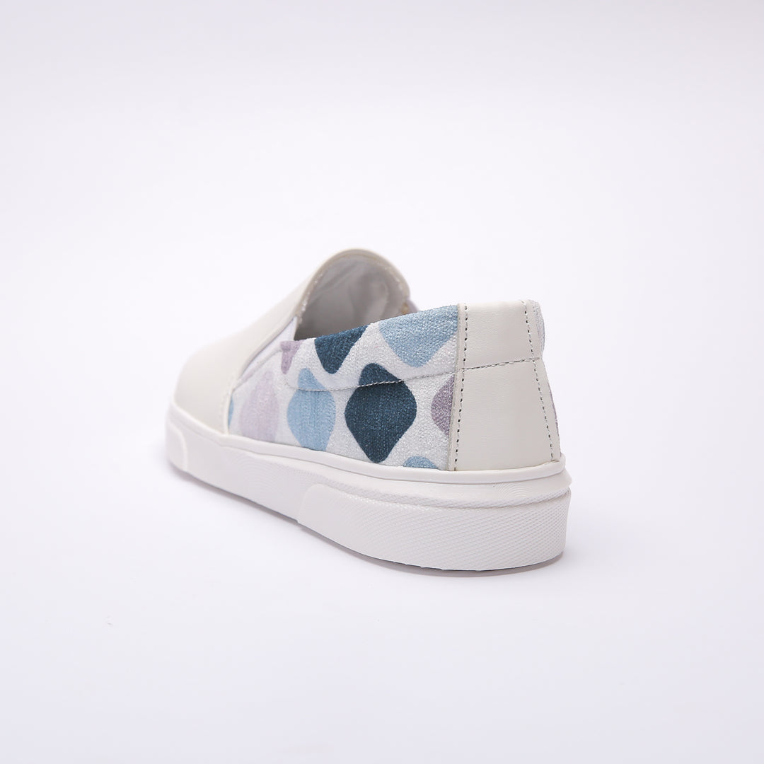 White and blue Slip On Sneakers