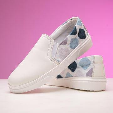 White and blue Slip On Sneakers