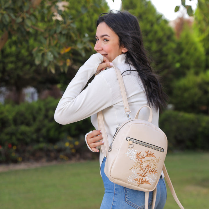 Beige Blossom Mini Backpack