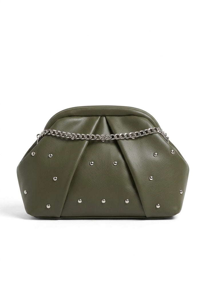 The Nova Ruched Clutch | Olive
