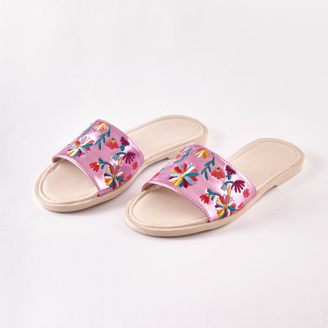 Nakış | Embroidered Slippers - Pink
