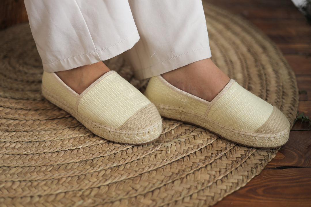 Fabric Patter Espadrilles - Beige