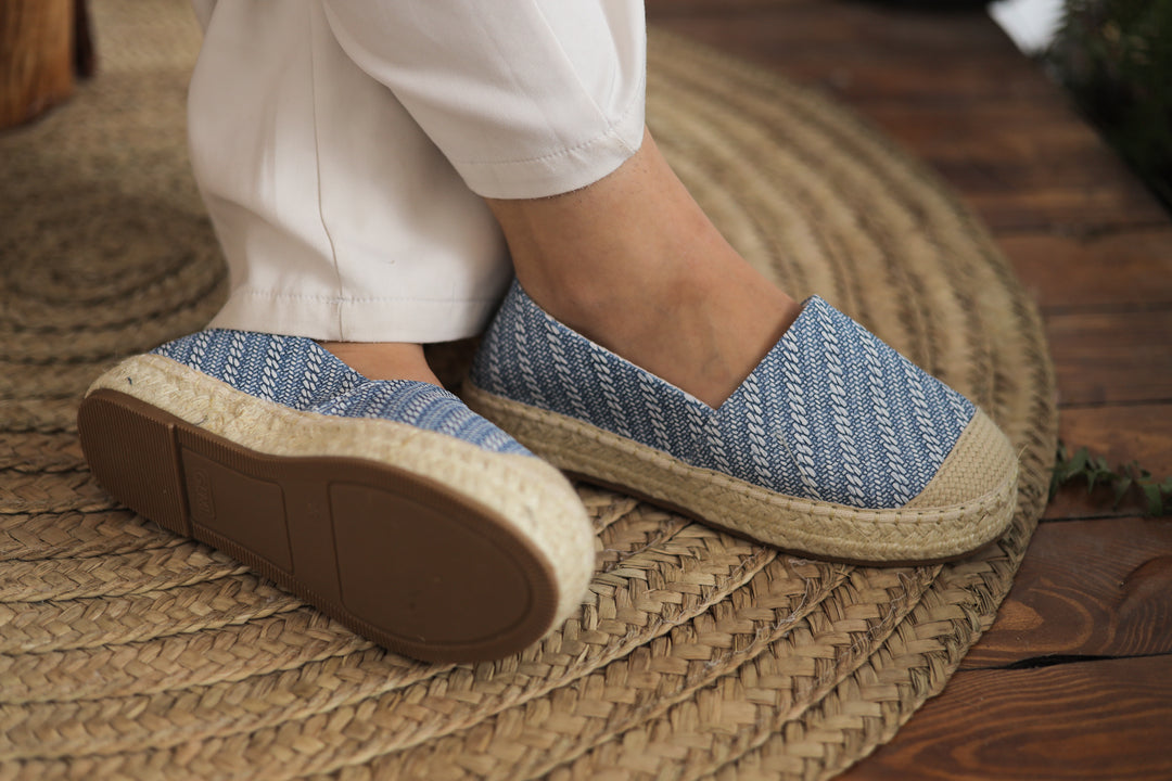 Fabric Patter Espadrilles - Blue