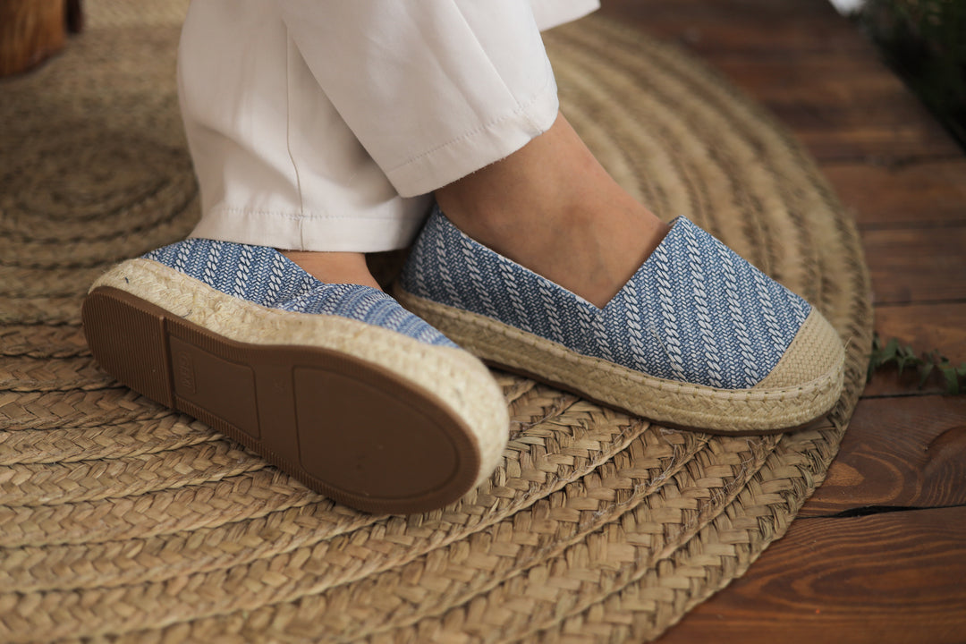 Fabric Patter Espadrilles - Blue