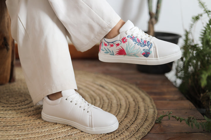 Vibrant Floral Sneakers - White