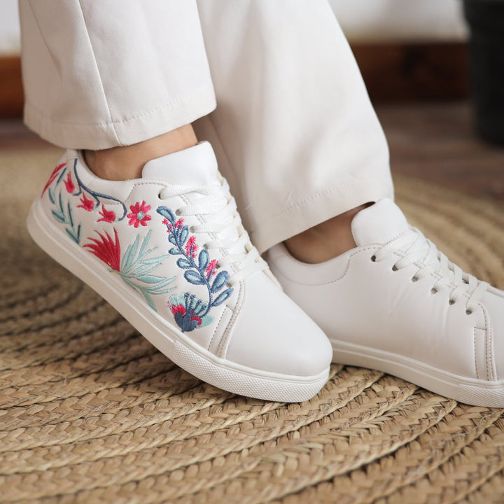 Vibrant Floral Sneakers - White