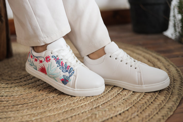 Vibrant Floral Sneakers - White