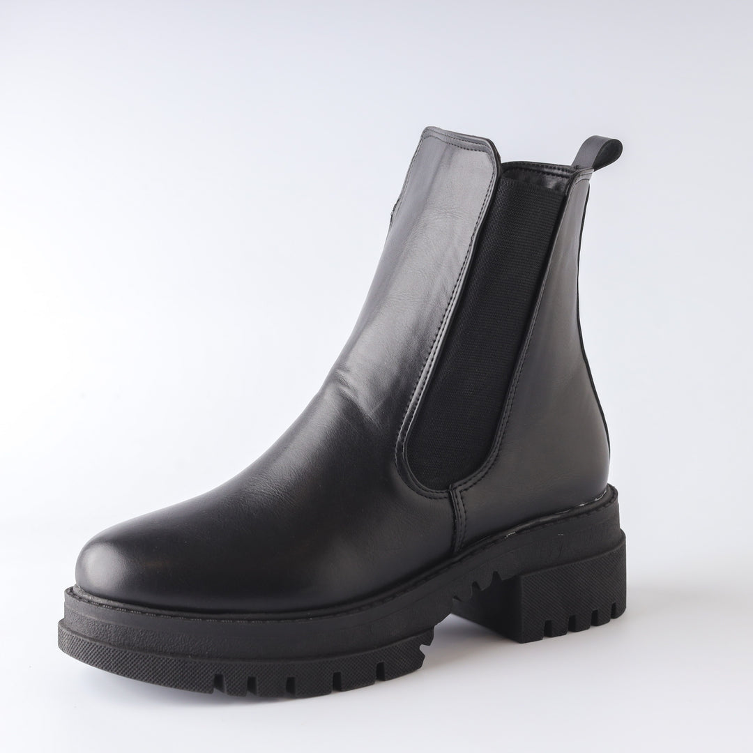 Chelsea Laceup Leather Boots - Black