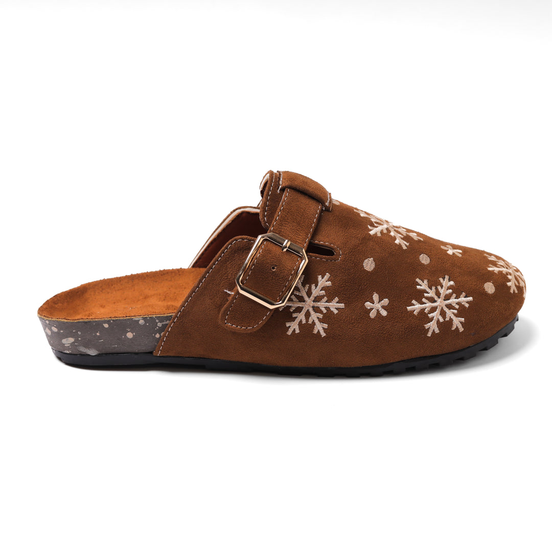 Comfy Soft embroidered Stars Footbed Women Clogs  - Havane