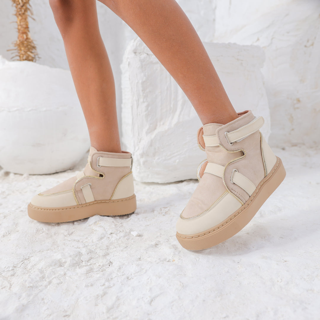 Ivory Hightop Boots - Beige