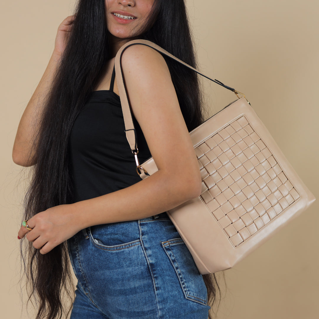 Şıklığın Çantası Leather Crossbag - Beige