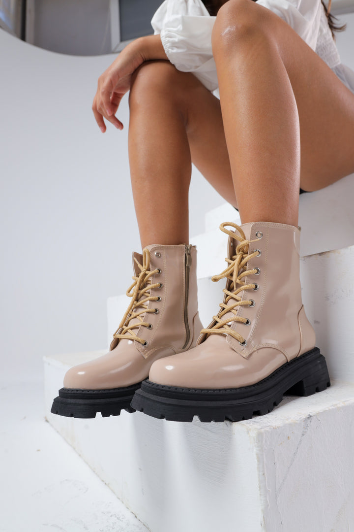 Beige Verne Eclipse Combat Boots